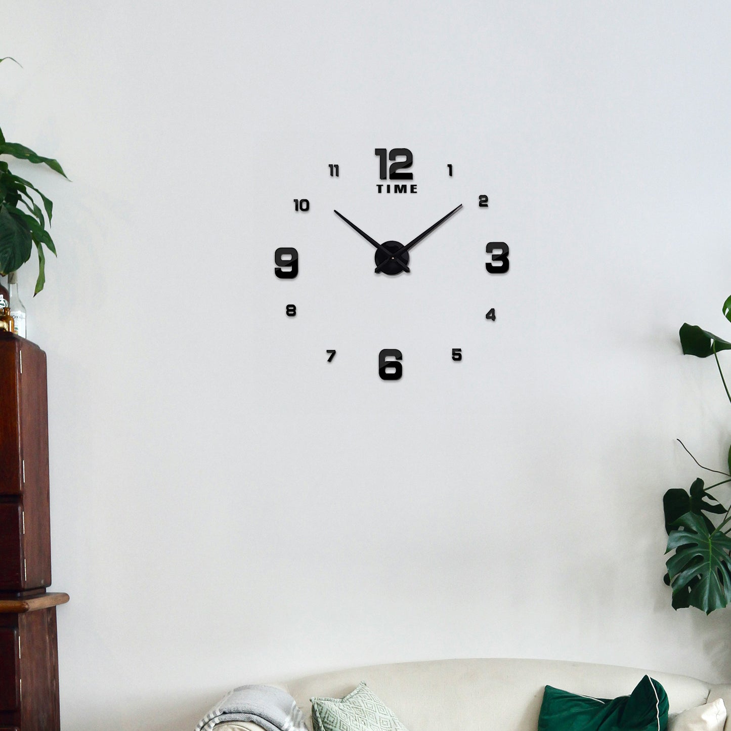 Large Number Sticker Wall Clock Frameless DIY Clock