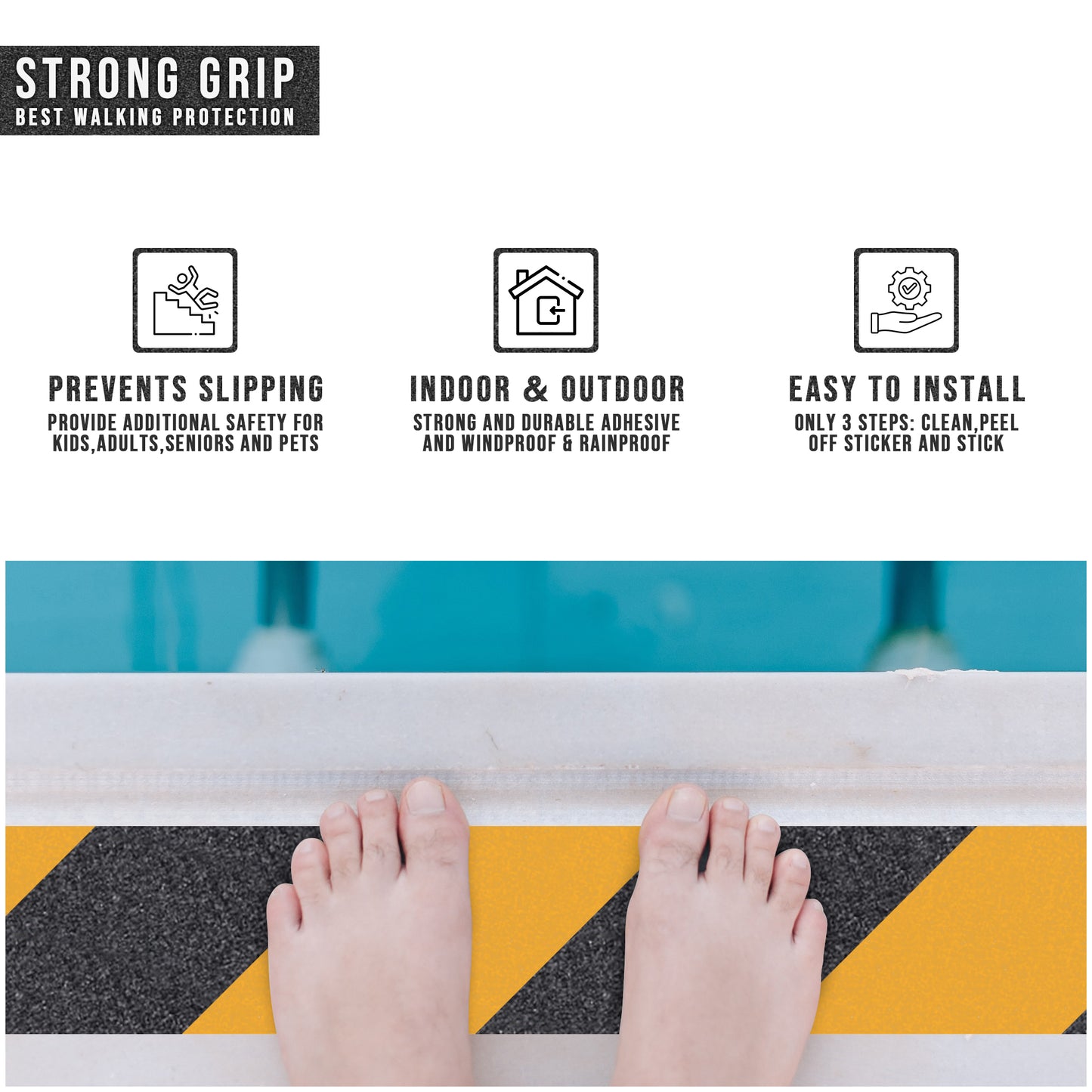 Black and Yellow Heavy Duty Anti Slip Grip Tape -Application image