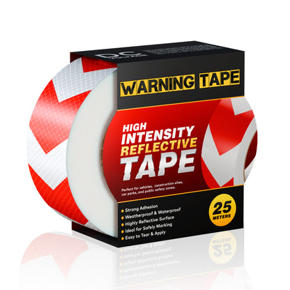 Self Adhesive Reflective Safety Warning Sticker Tape Waterproof 5cm x 25m ~1094
