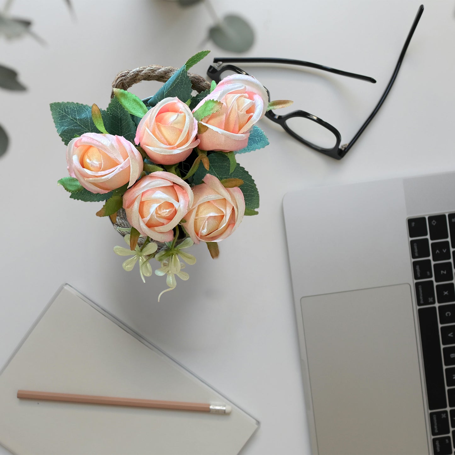 Orange Artificial Potted Rose