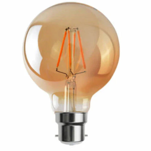 G95 LED 4W Bulb B22 Dimmable Amber Glass~1338