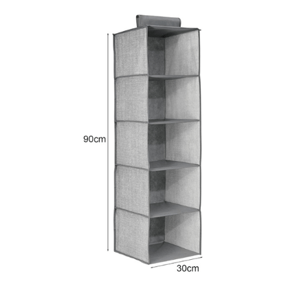 Fabric 5-Shelf Hanging Wardrobe Organiser Foldable Closet Storage 2PCS ~1354