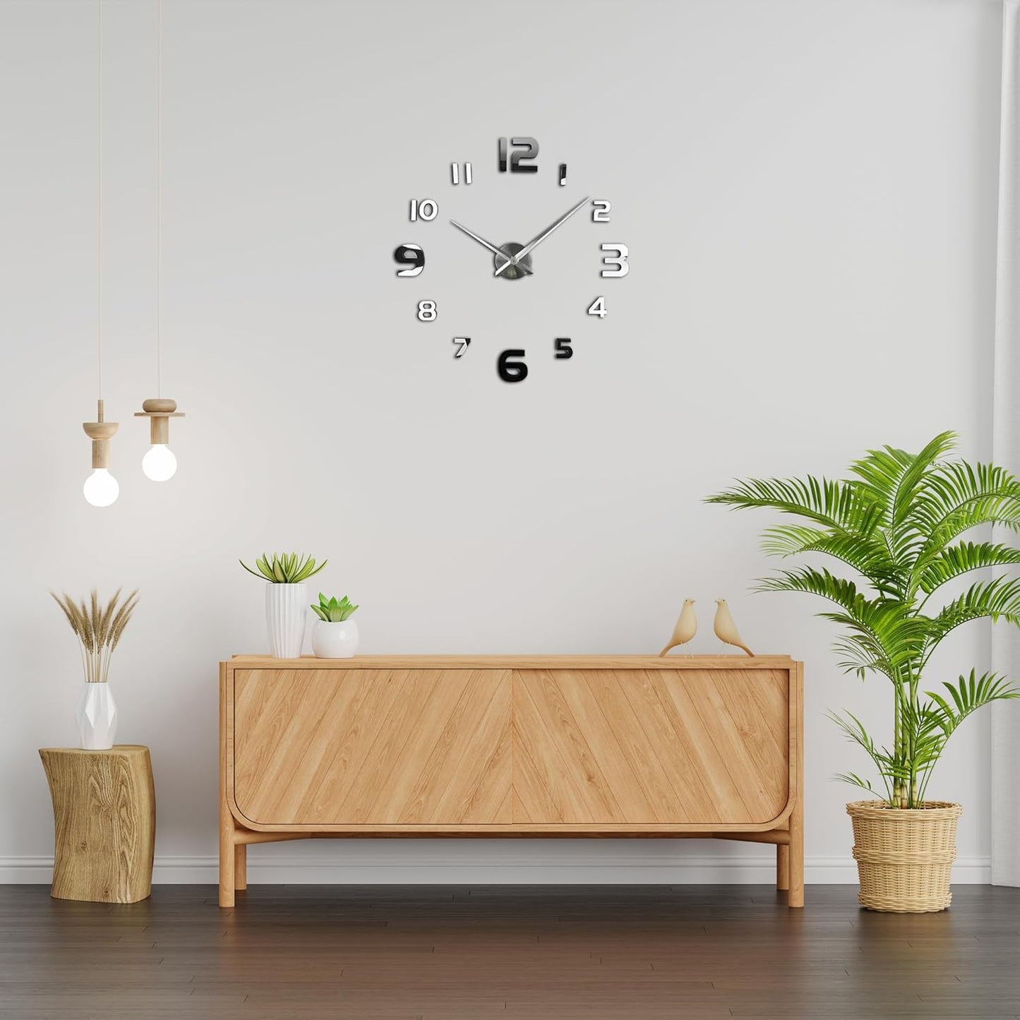 3D Mute Sticker Large Wall Clock Frameless DIY Clock ~1191