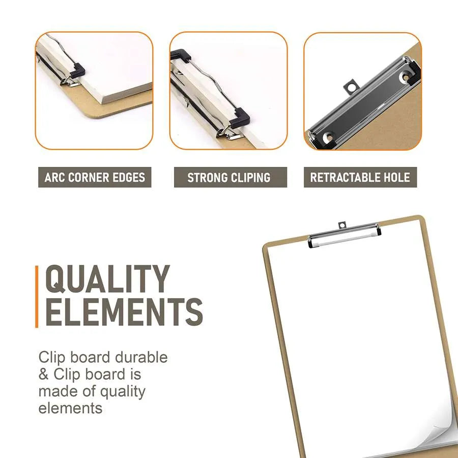A4 Hardboard Clipboards – Pack of 12, Low-Profile Clip, Hanging Hole - photo 6