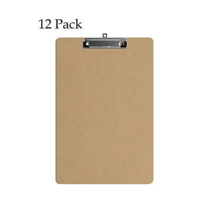 A4 Hardboard Clipboards – Pack of 12, Low-Profile Clip, Hanging Hole - Pack of 12
