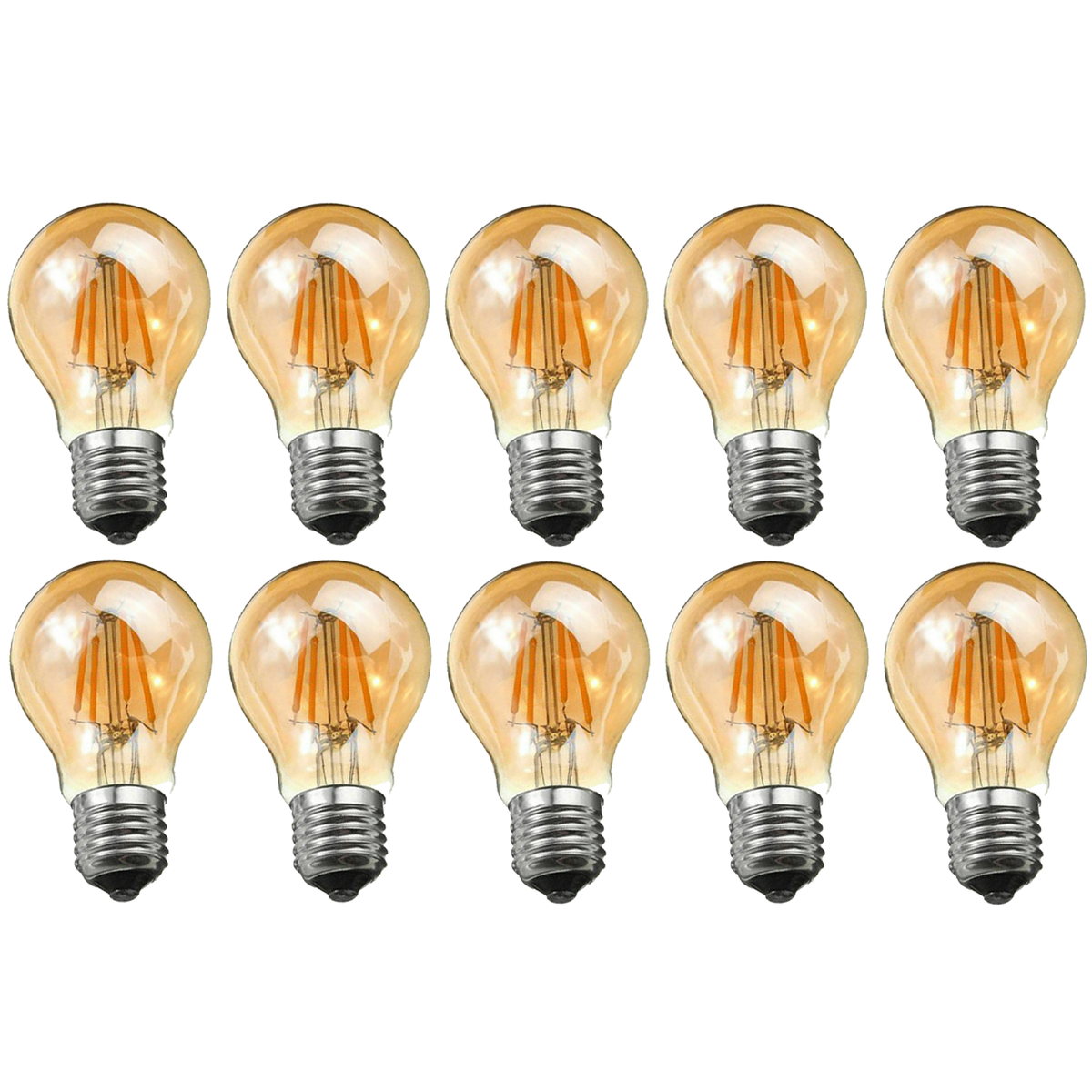 A60 LED Filament Bulb E27 - 4W, Dimmable Filament 2700K, Pack of 10