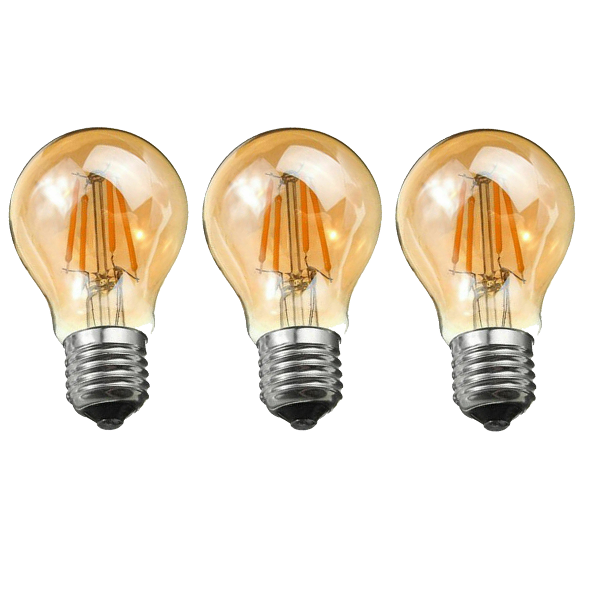A60 LED Filament Bulb E27 - 4W, Dimmable Filament 2700K, Pack of 3