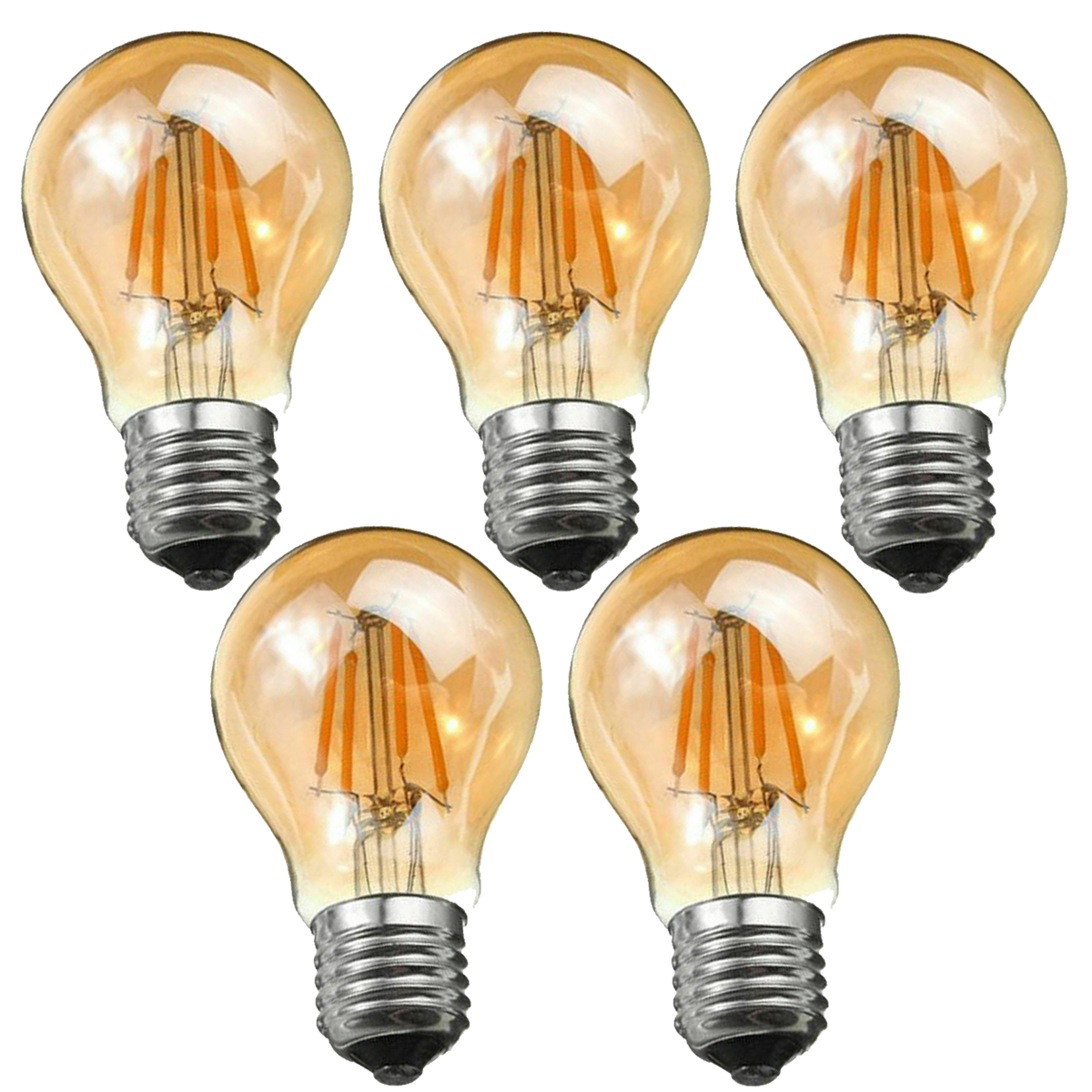 A60 LED Filament Bulb E27 - 4W, Dimmable Filament 2700K, Pack of 5
