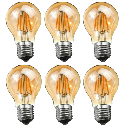 A60 LED Filament Bulb E27 - 4W, Dimmable Filament 2700K, Pack of 6
