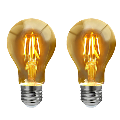 A60 LED Filament Bulb E27 - 8W, Dimmable Filament 2700K, Pack of 2