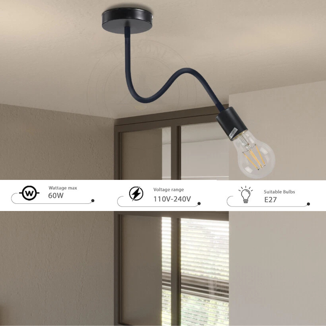 Flexible Gooseneck Wall Light 30 cm – Black or White, E27 - photo 4