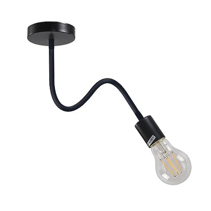 Flexible Gooseneck Wall Light 30 cm – Black or White, E27 - Black, Single, A60 LED Bulb 8W