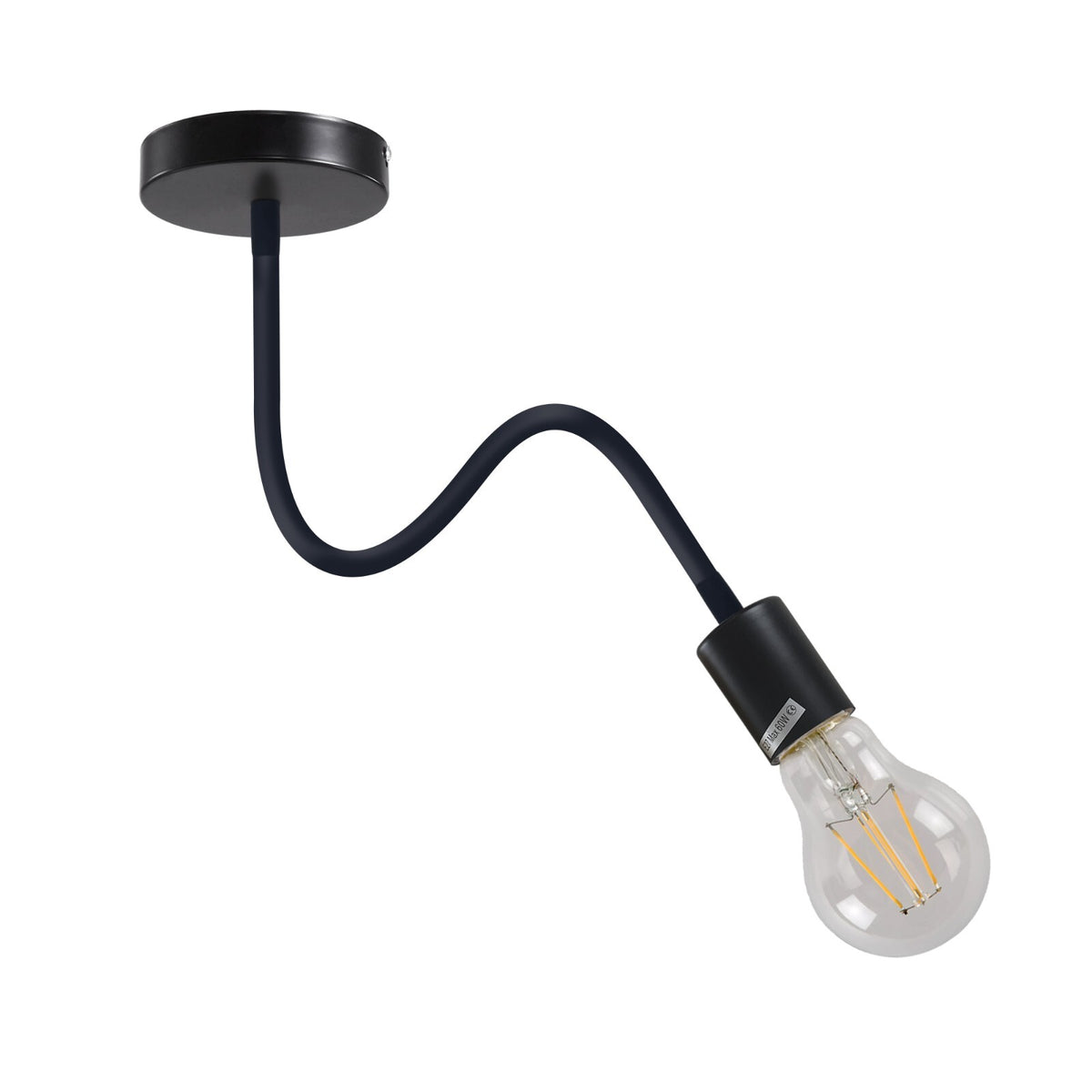 Flexible Gooseneck Wall Light 30 cm – Black or White, E27 - Black, Pack of 2, A60 LED Bulb 8W