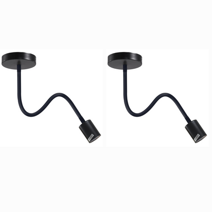 Flexible Gooseneck Wall Light 30 cm – Black or White, E27 - Black, Pack of 2, Without Bulb
