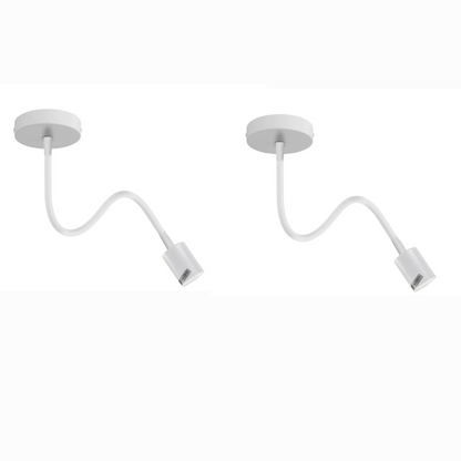Flexible Gooseneck Wall Light 30 cm – Black or White, E27 - White, Pack of 2, Without Bulb