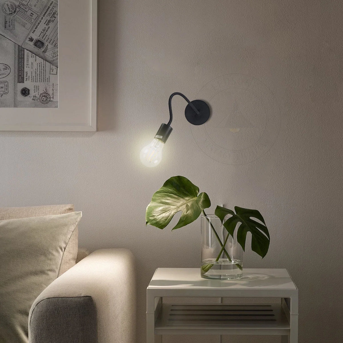 Flexible Gooseneck Wall Light 30 cm – Black or White, E27