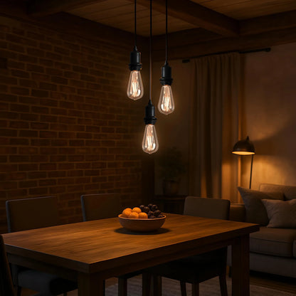3-Light Cluster Pendant Kit – Black, 2 m Cables, With or Without Shades - photo 2