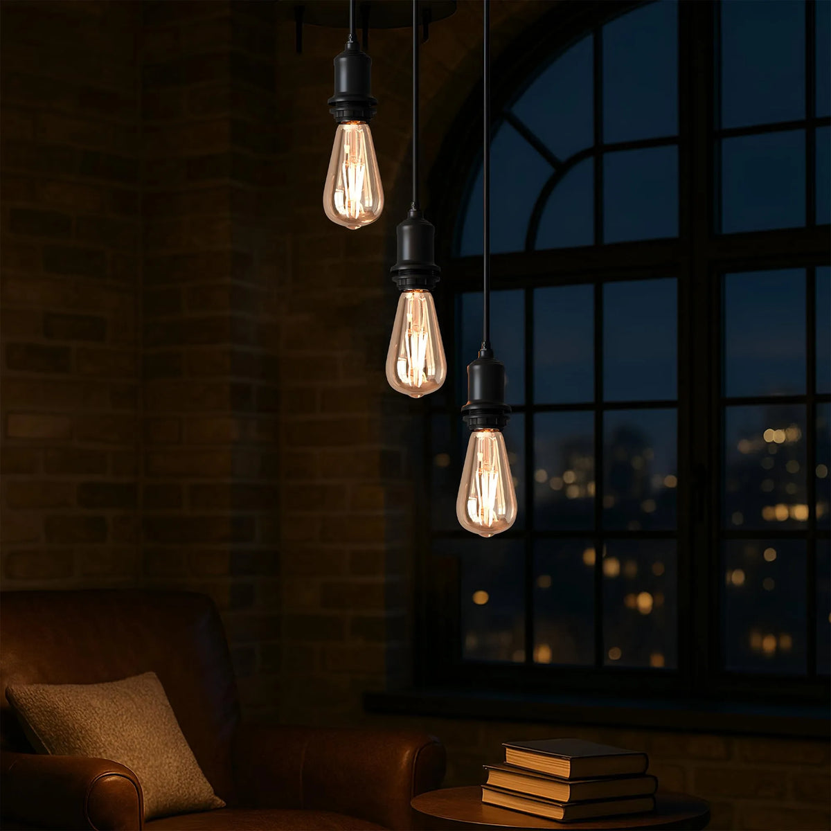 3-Light Cluster Pendant Kit – Black, 2 m Cables, With or Without Shades - photo 3