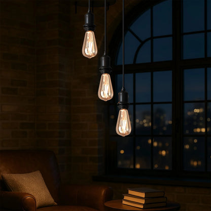 3-Light Cluster Pendant Kit – Black, 2 m Cables, With or Without Shades - photo 3