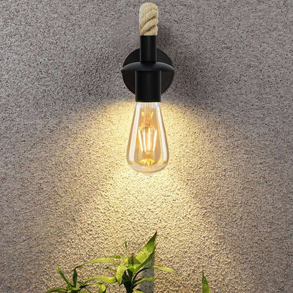 Hemp Rope Swan Neck Wall Light – Black, E27 - photo 6