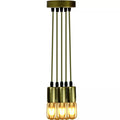 5 Light Cluster Pendant – Green Brass, 12 cm Rose, E27 - Green Brass, No Shade, ST64 Bulb
