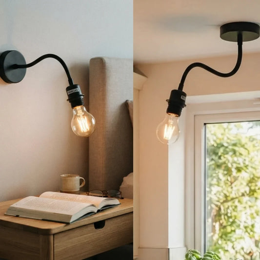 Flexible Gooseneck Wall & Ceiling Light – Black or White, E27