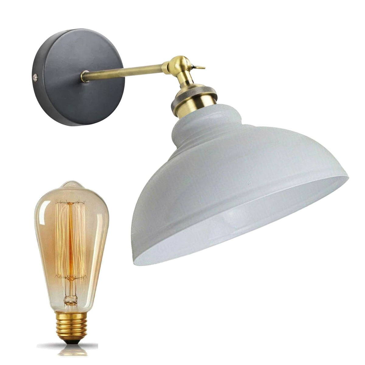 Adjustable Swivel Arm Wall Light with Shade – Black, Chrome, Green Brass, Satin Nickel - photo 17