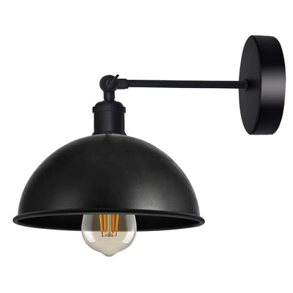 Adjustable Swivel Arm Wall Light with Shade – Black, Chrome, Green Brass, Satin Nickel - Black, Dome 21 cm Black, Without Bulb