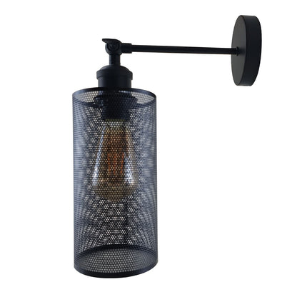 Adjustable Swivel Arm Wall Light with Shade – Black, Chrome, Green Brass, Satin Nickel - Black, Drum Black, Without Bulb