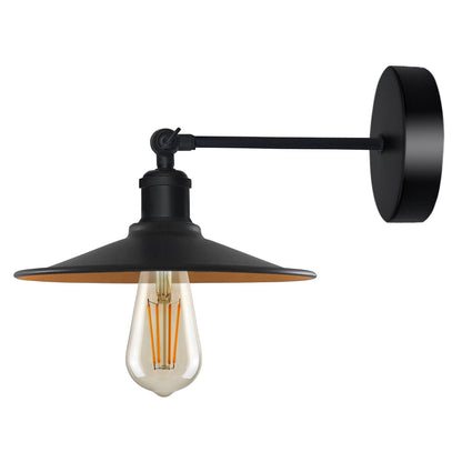 Adjustable Swivel Arm Wall Light with Shade – Black, Chrome, Green Brass, Satin Nickel - Black, Flat Black, Without Bulb