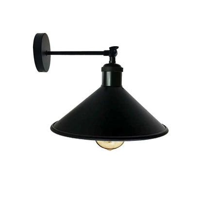 Adjustable Swivel Arm Wall Light with Shade – Black, Chrome, Green Brass, Satin Nickel - Black, Flat Cone 22 cm Black, Without Bulb