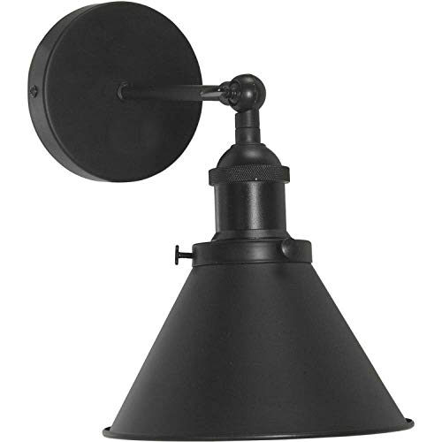 Adjustable Swivel Arm Wall Light with Shade – Black, Chrome, Green Brass, Satin Nickel - Black, Small Cone 18 cm Black Shade Ring, Without Bulb