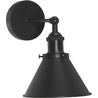 Adjustable Swivel Arm Wall Light with Shade – Black, Chrome, Green Brass, Satin Nickel - Black, Small Cone 18 cm Black Shade Ring, Without Bulb