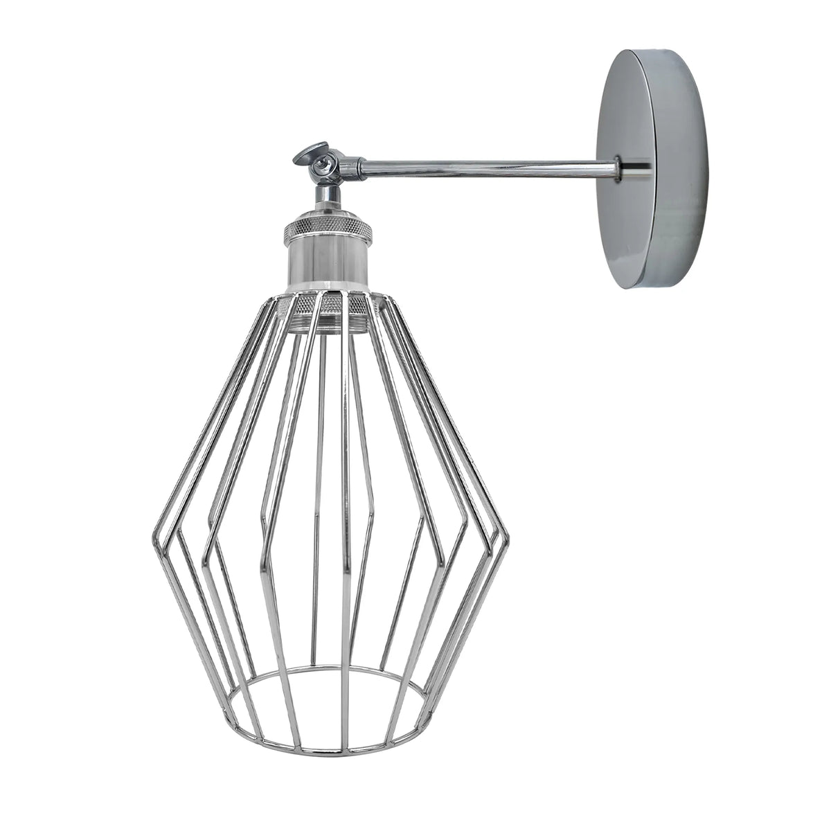 Adjustable Swivel Arm Wall Light with Shade – Black, Chrome, Green Brass, Satin Nickel - Chrome, Diamond Cage Chrome, Without Bulb