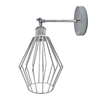 Adjustable Swivel Arm Wall Light with Shade – Black, Chrome, Green Brass, Satin Nickel - Chrome, Diamond Cage Chrome, Without Bulb