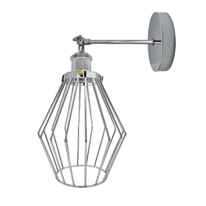 Adjustable Swivel Arm Wall Light with Shade – Black, Chrome, Green Brass, Satin Nickel - Chrome, Diamond Cage Chrome Shade Ring, Without Bulb