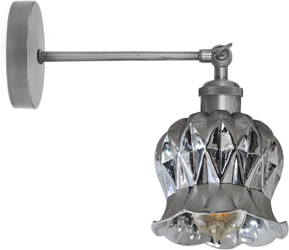 Adjustable Swivel Arm Wall Light with Shade – Black, Chrome, Green Brass, Satin Nickel - Chrome, Glass 12 cm Black, Without Bulb