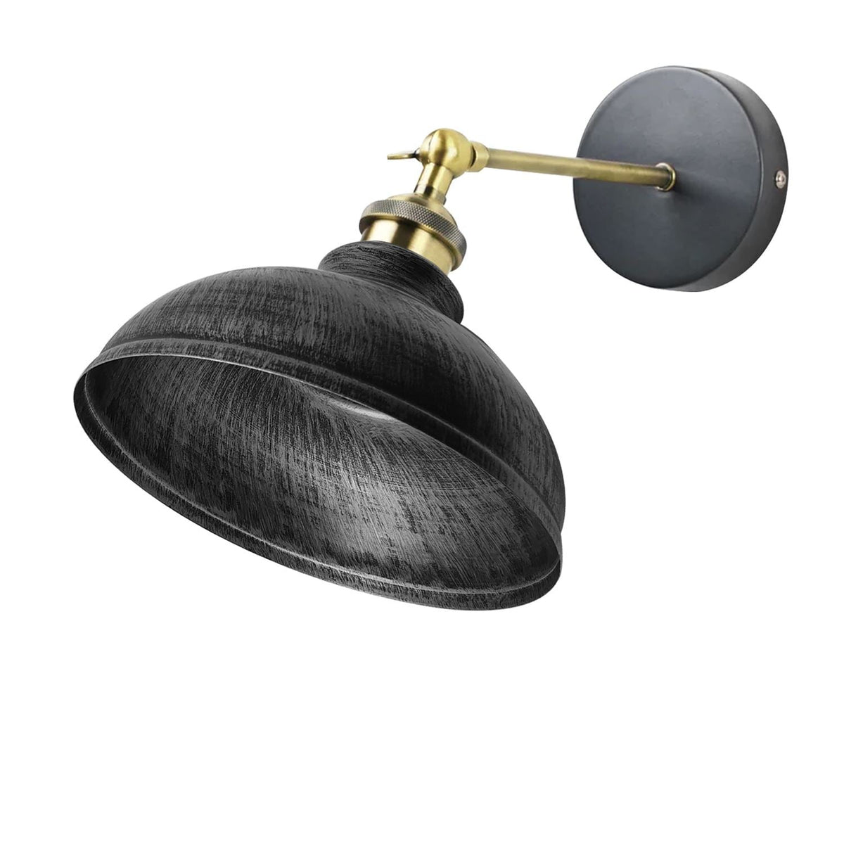 Adjustable Swivel Arm Wall Light with Shade – Black, Chrome, Green Brass, Satin Nickel - Green Brass, Curvy 29 cm Brushed Silver, Without Bulb