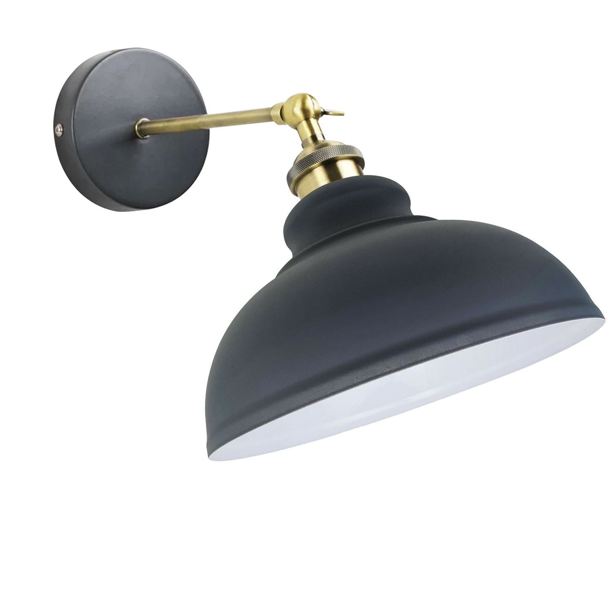 Adjustable Swivel Arm Wall Light with Shade – Black, Chrome, Green Brass, Satin Nickel - Green Brass, Curvy 29 cm Grey, Without Bulb