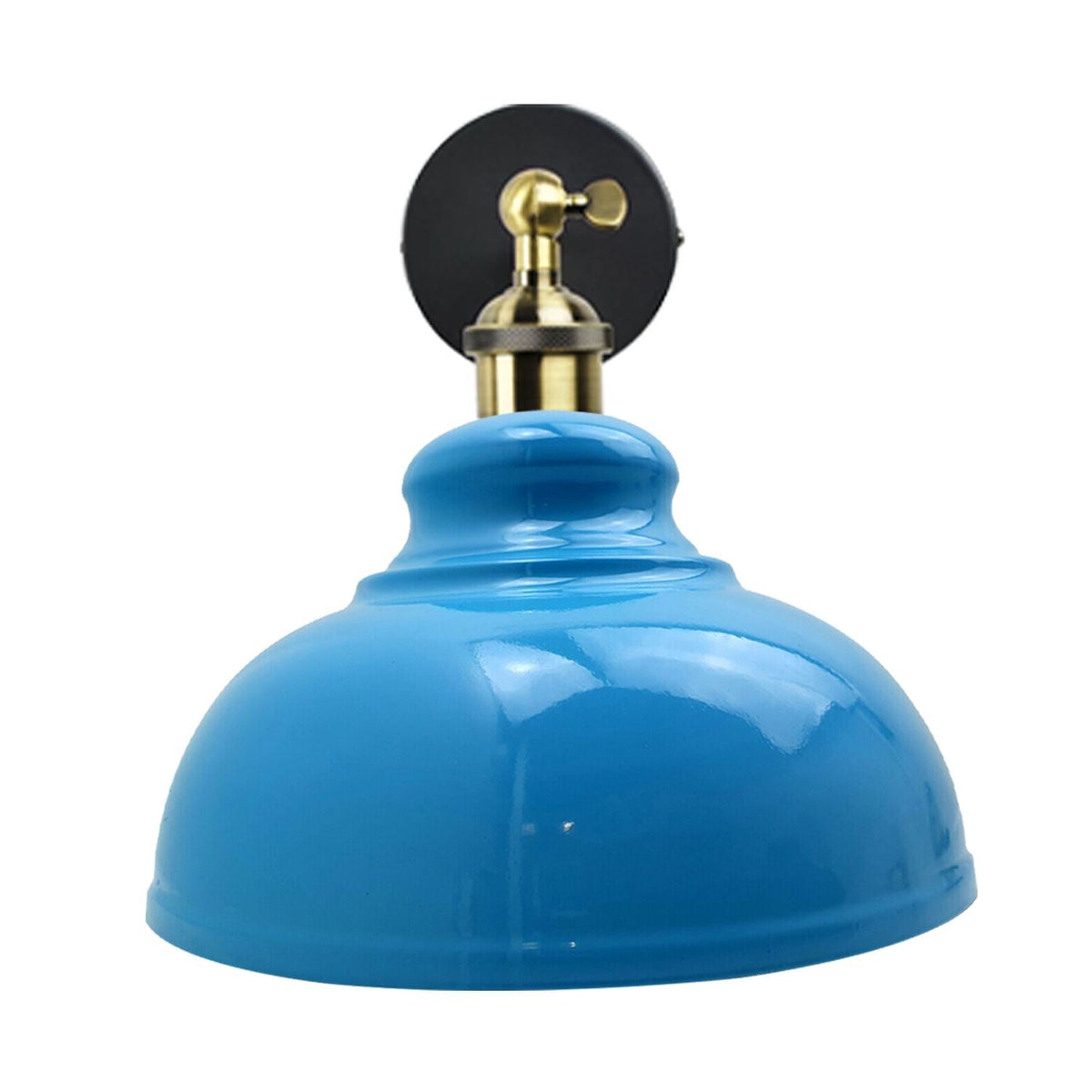 Adjustable Swivel Arm Wall Light with Shade – Black, Chrome, Green Brass, Satin Nickel - Green Brass, Curvy 29 cm Blue, Without Bulb