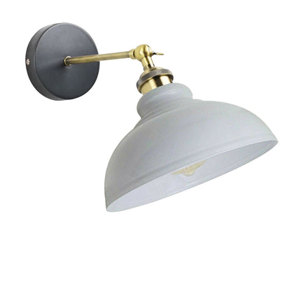 Adjustable Swivel Arm Wall Light with Shade – Black, Chrome, Green Brass, Satin Nickel - Green Brass, Curvy 29 cm White, Without Bulb