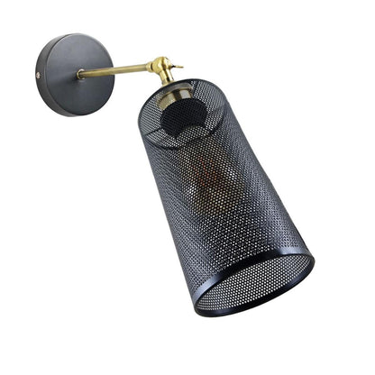 Adjustable Swivel Arm Wall Light with Shade – Black, Chrome, Green Brass, Satin Nickel - Green Brass, Drum Black, Without Bulb