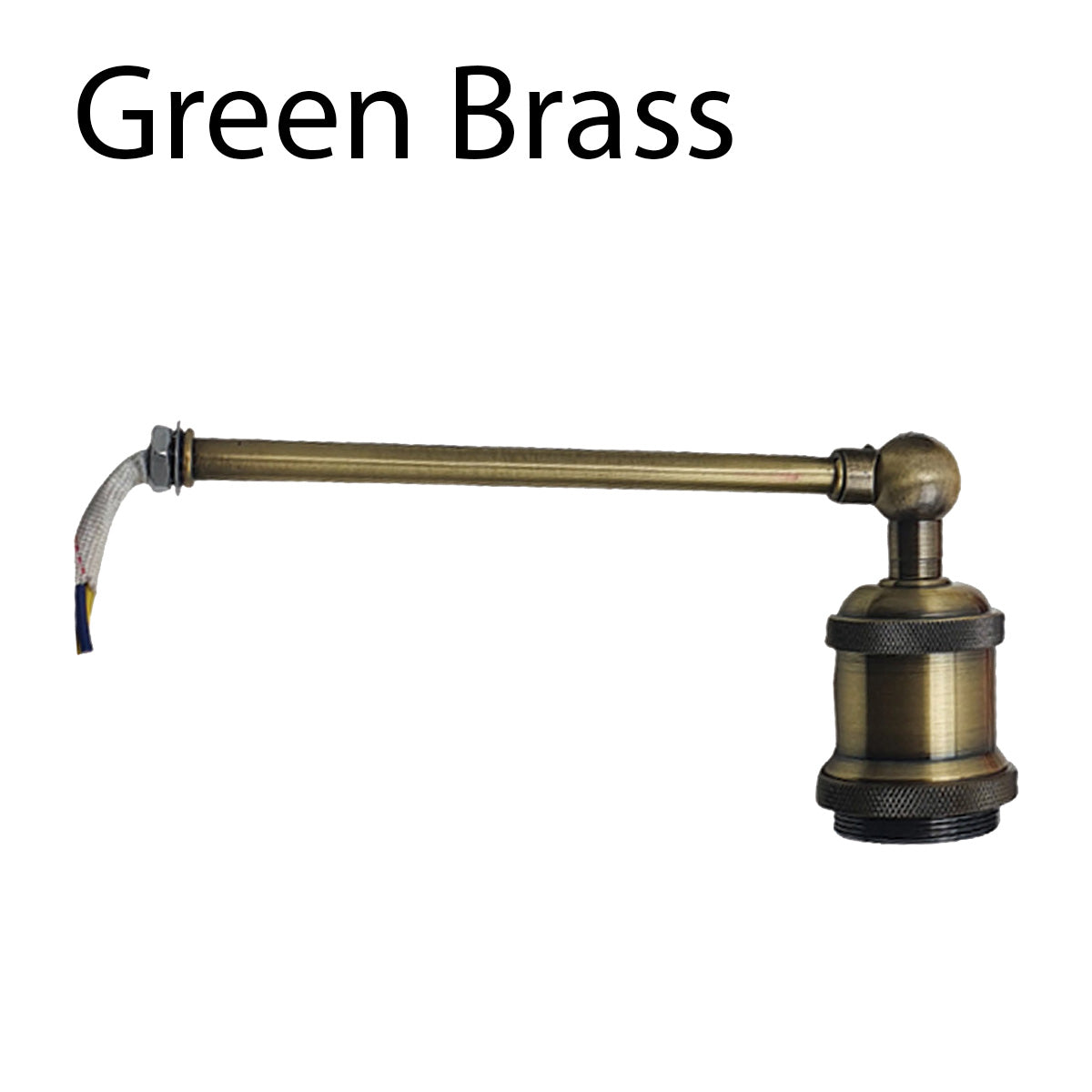 Adjustable Swivel Arm Wall Light with Shade – Black, Chrome, Green Brass, Satin Nickel - Green Brass, No Shade, Holder Only, Without Bulb