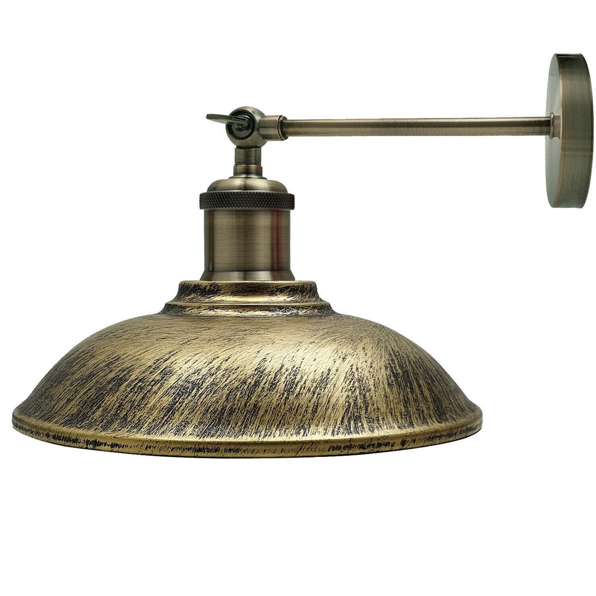 Adjustable Swivel Arm Wall Light with Shade – Black, Chrome, Green Brass, Satin Nickel - Green Brass, Vintage 24 cm Brushed Brass, Without Bulb