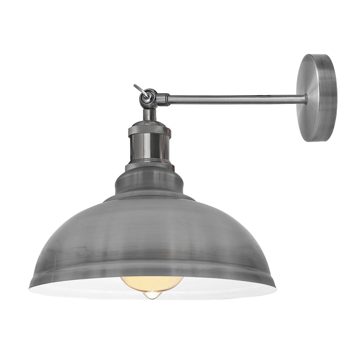 Adjustable Swivel Arm Wall Light with Shade – Black, Chrome, Green Brass, Satin Nickel - Satin Nickel, Curvy 29 cm Satin Nickel, Without Bulb