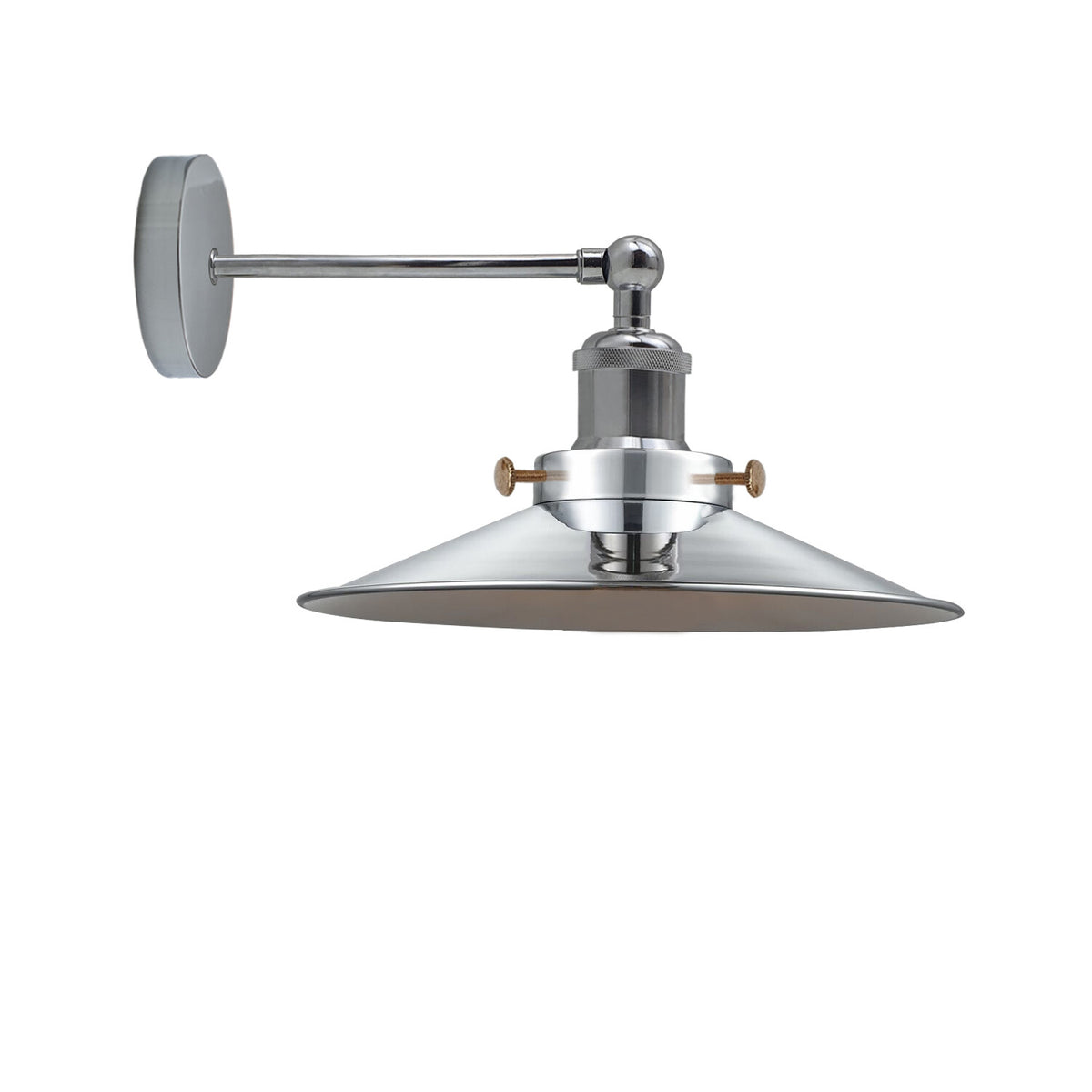 Adjustable Swivel Arm Wall Light with Shade – Black, Chrome, Green Brass, Satin Nickel - Satin Nickel, Flat Satin Nickel Shade Ring, Without Bulb