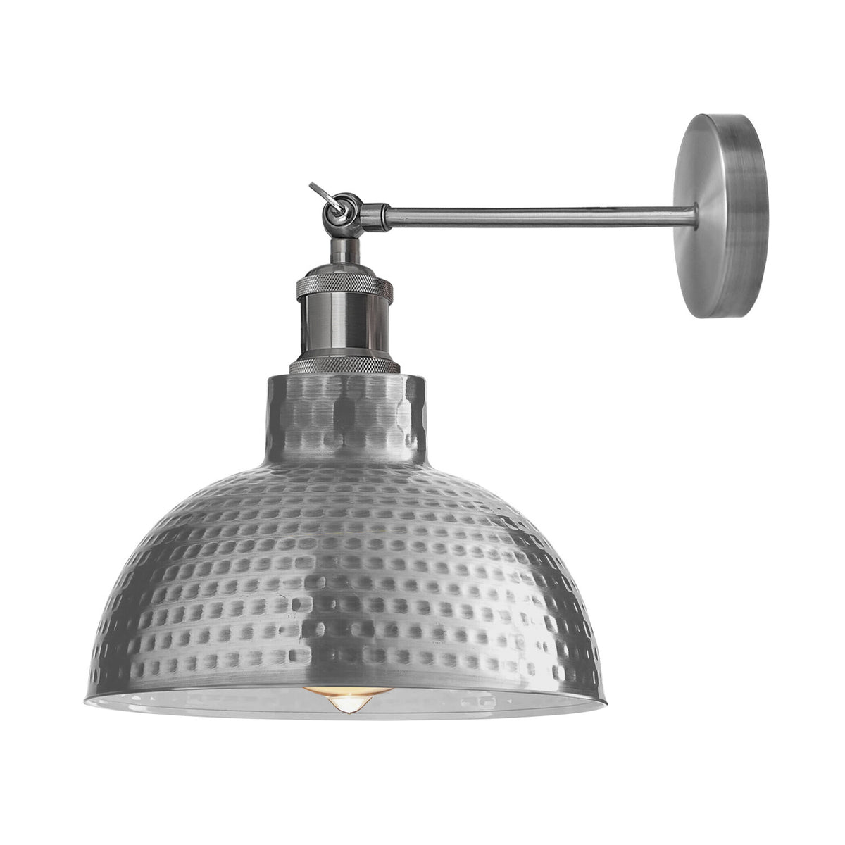 Adjustable Swivel Arm Wall Light with Shade – Black, Chrome, Green Brass, Satin Nickel - Satin Nickel, Retro Pendant 26 cm Satin Nickel, Without Bulb
