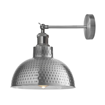 Adjustable Swivel Arm Wall Light with Shade – Black, Chrome, Green Brass, Satin Nickel - Satin Nickel, Retro Pendant 26 cm Satin Nickel, Without Bulb