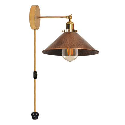 Adjustable Swivel Arm Wall Light – Copper, French Gold, Rose Gold, White - French Gold, Small Cone 18 cm Brushed Copper, Without Bulb