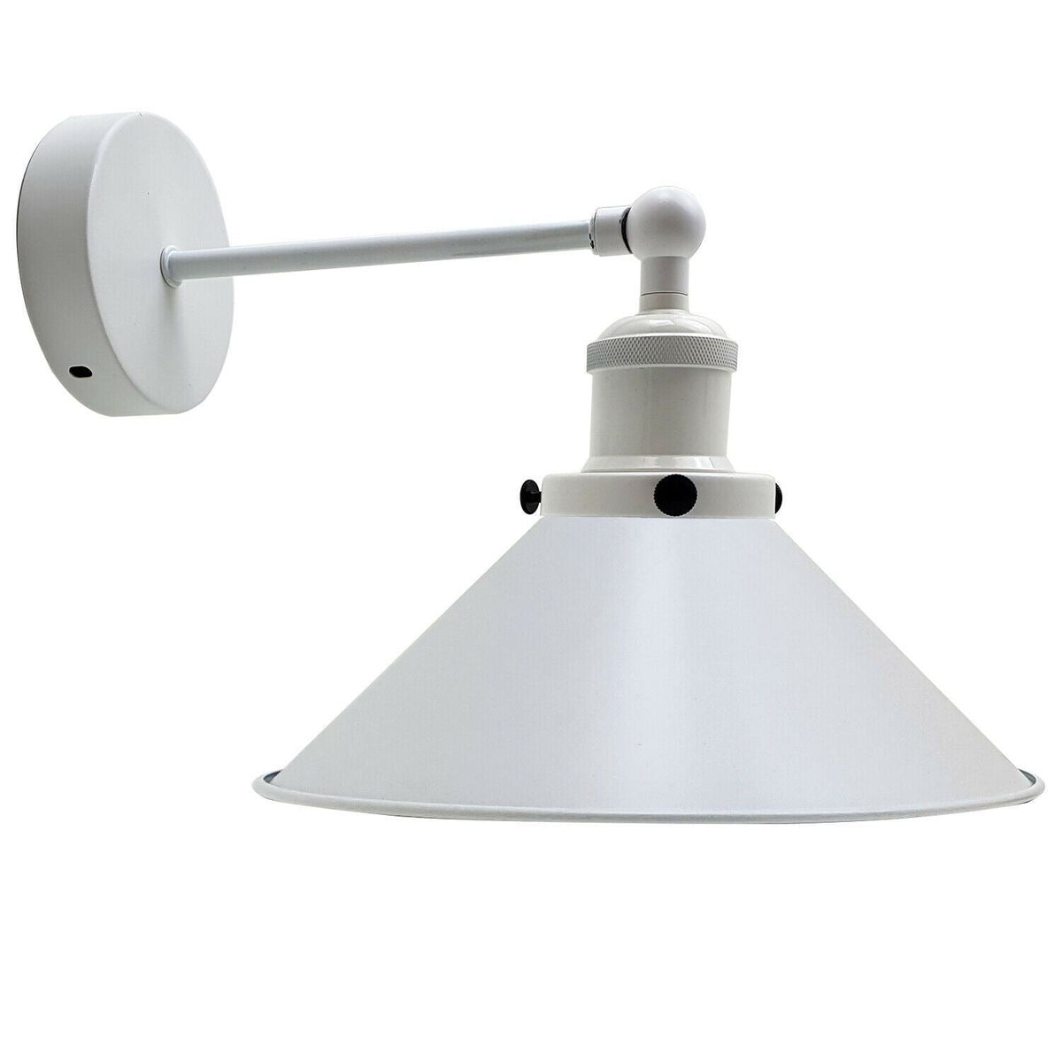 Adjustable Swivel Arm Wall Light – Copper, French Gold, Rose Gold, White - White, Flat Cone 22 cm White, Without Bulb